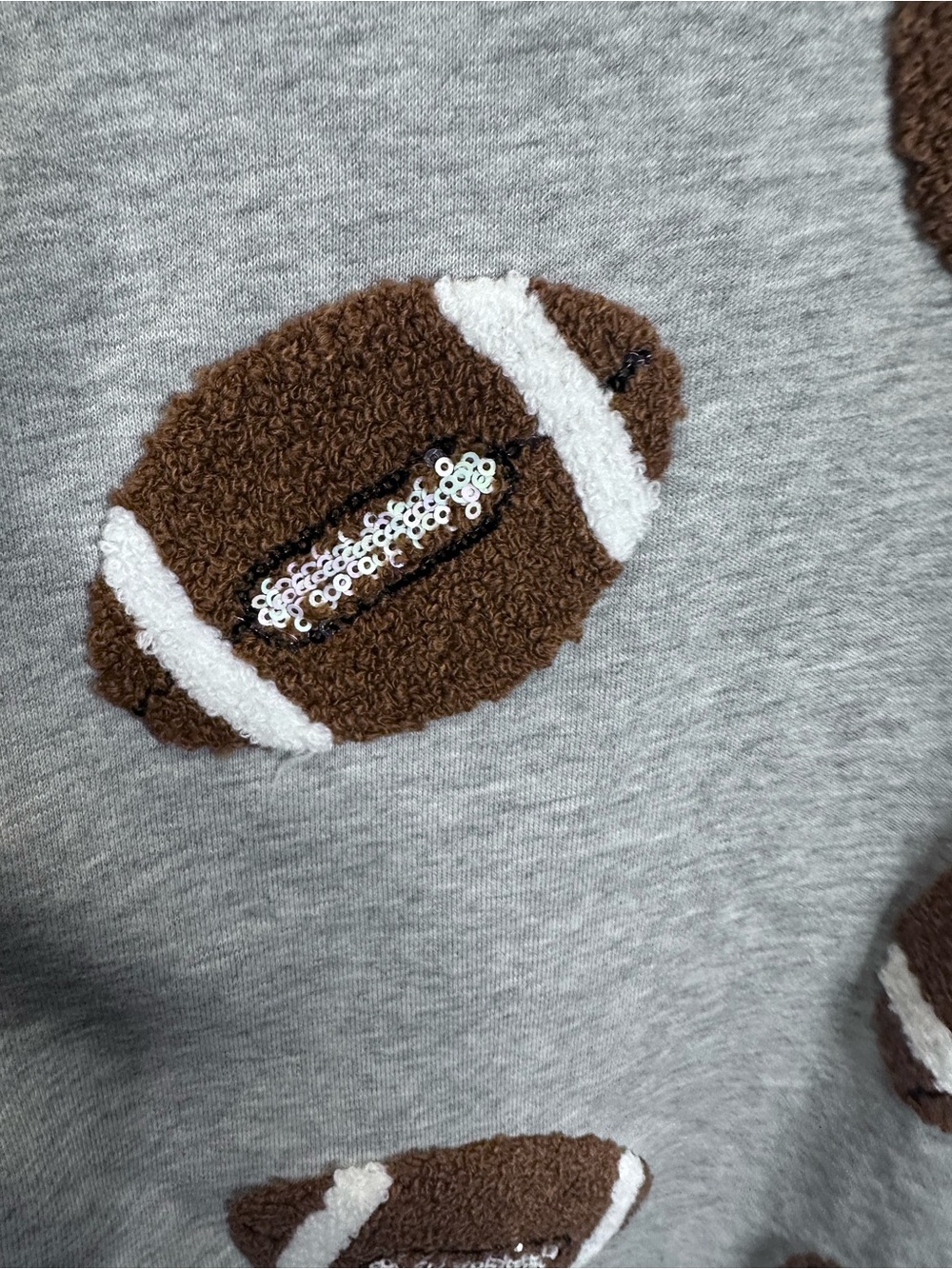 Peach Love California Gray Puff-Sleeve Football Appliqué Tee - Picture 5 of 6
